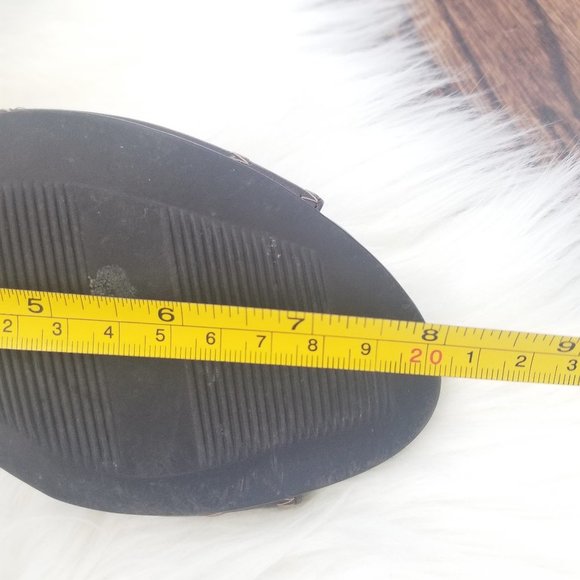 Luca Ferri Coffee Brown Open Toe Ankle Strap Business Casual Wedge Heel Stitch - Picture 8 of 8